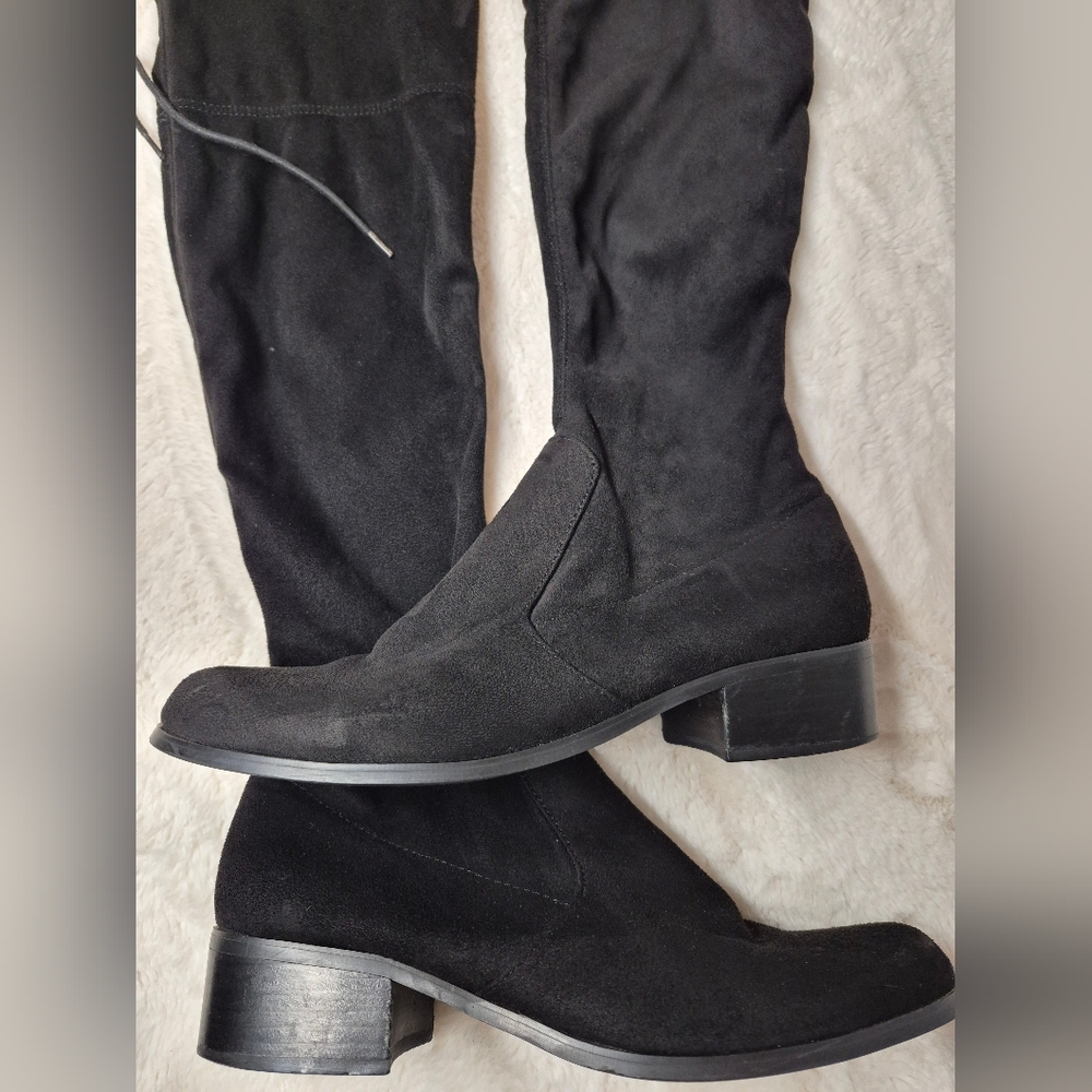 Charles David Thigh High Boots Womens Size 9M Black Faux Suede Soft - Picture 4 of 11